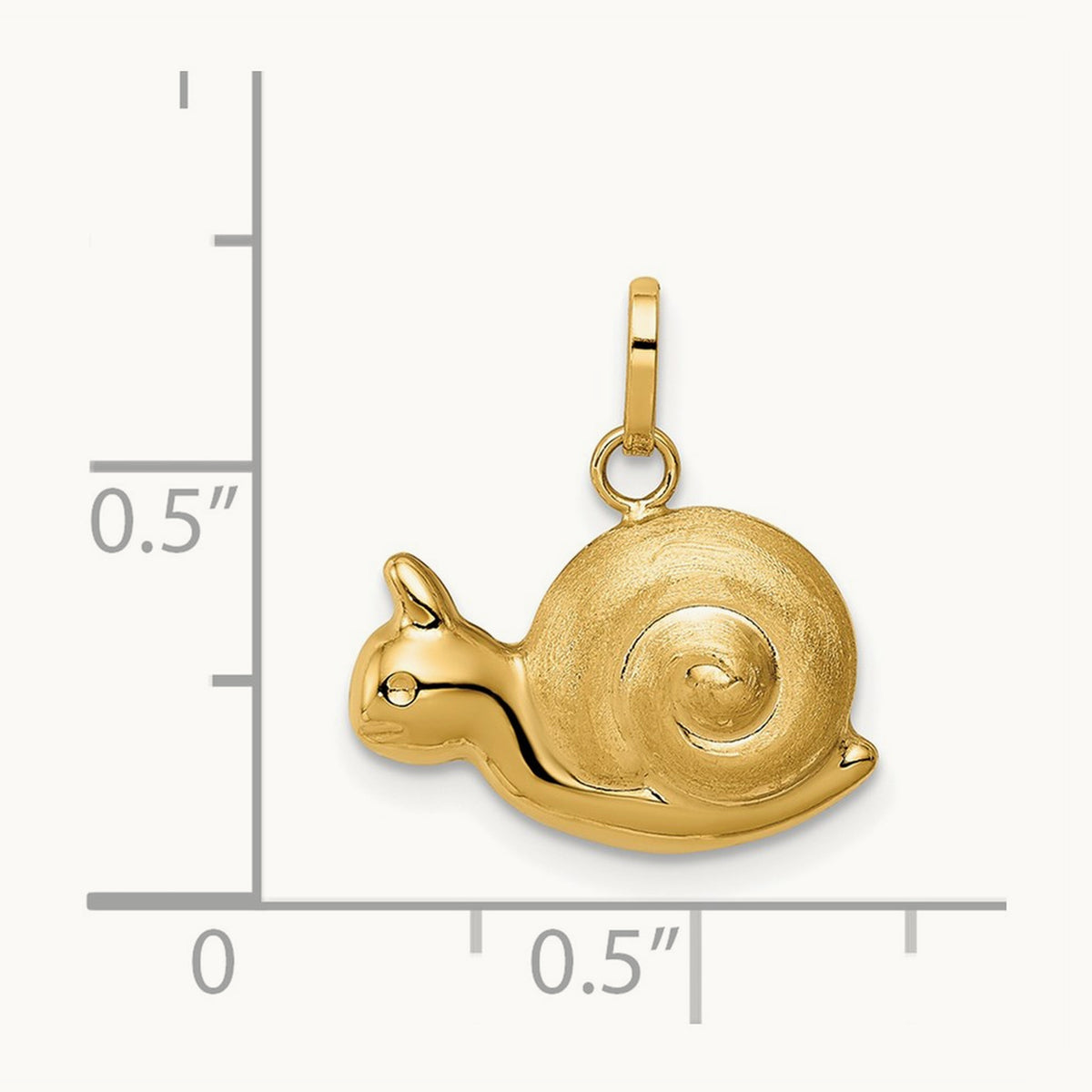 Hollow Satin & Polished Snail Charm, 14K