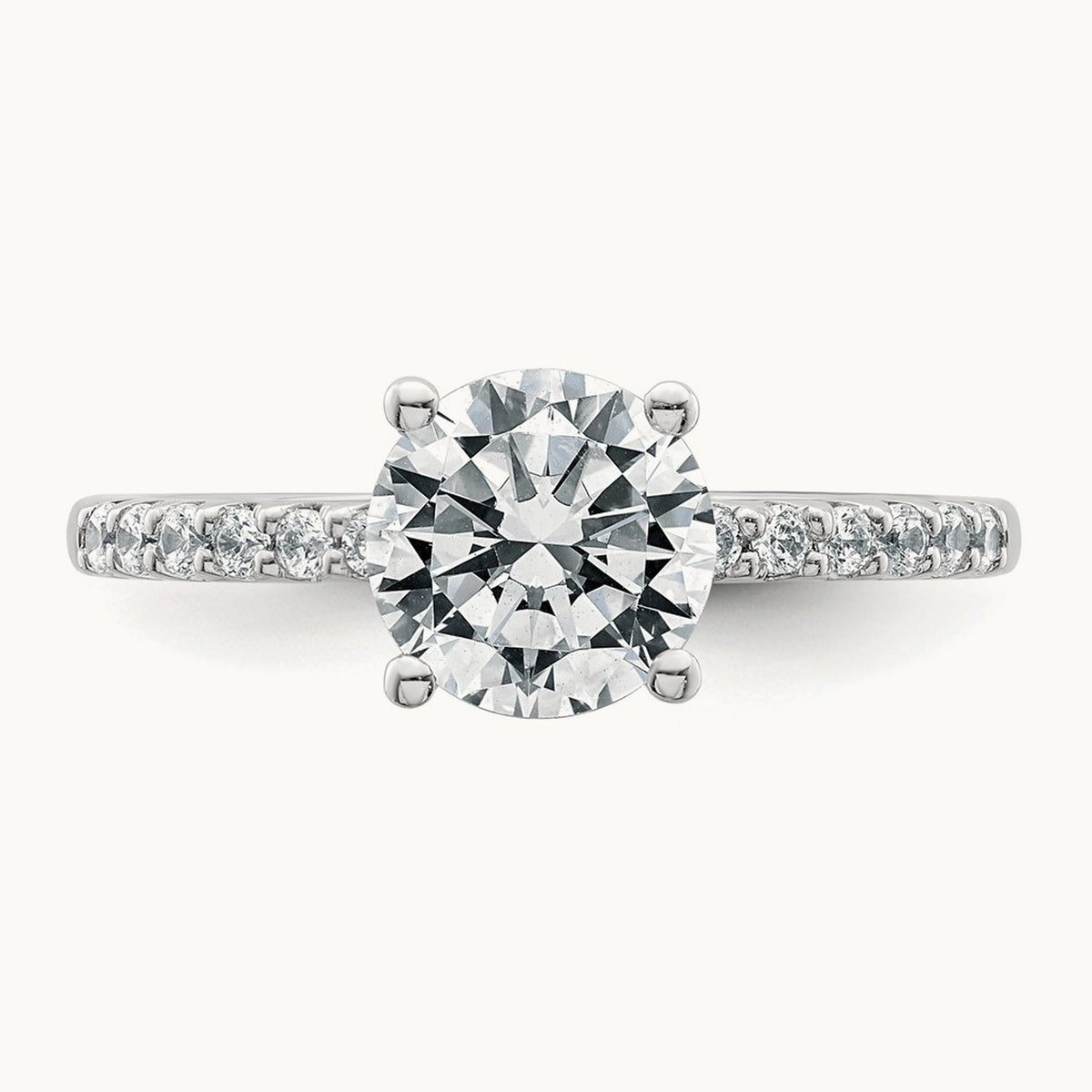 Round Engagement Ring, 1.25-2.75 ct tw Lab-Grown Diamond — 1 3/4 ct, 14K White Gold