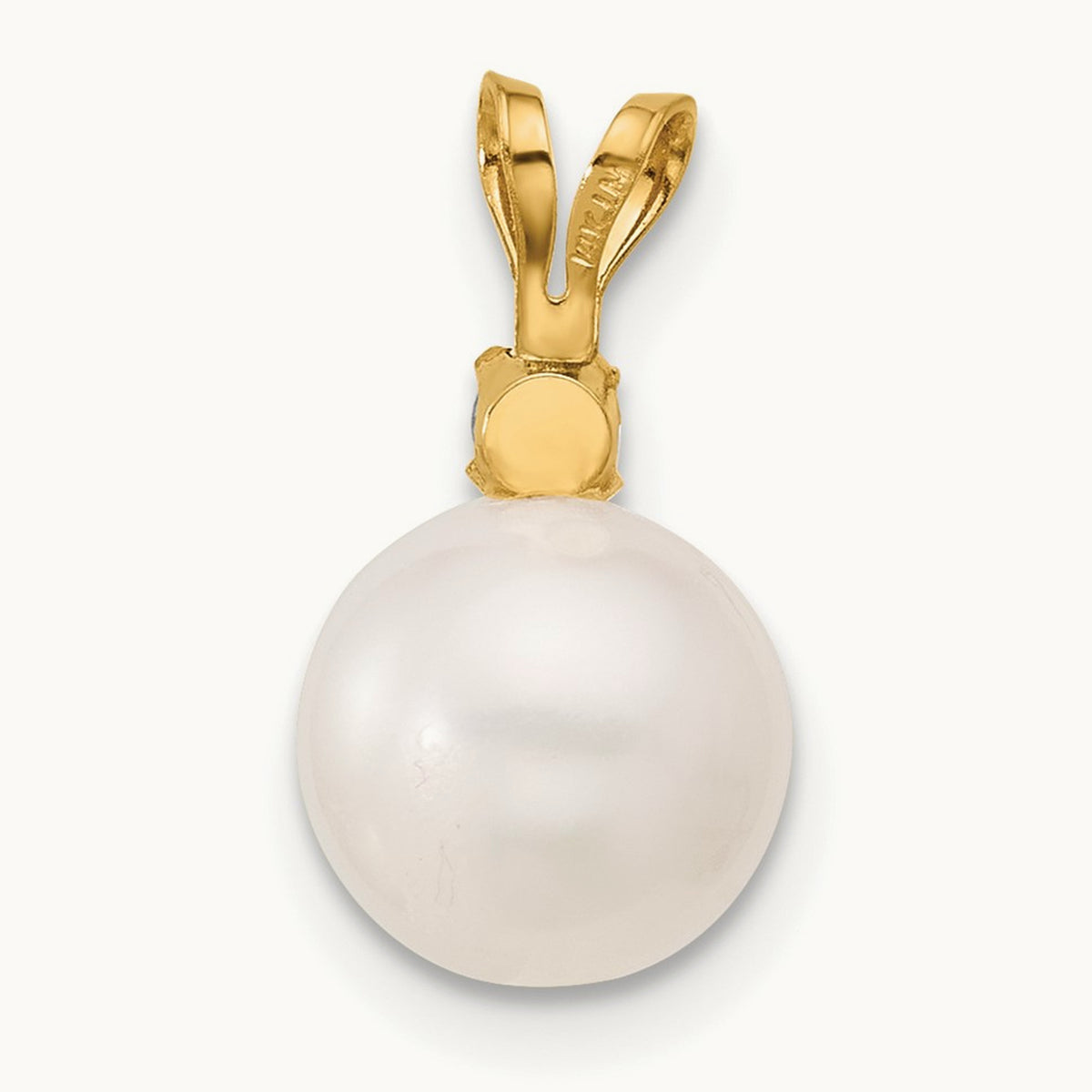 Tanzanite 8- White Round FWC Pearl Pendant, 8.5mm, 14K