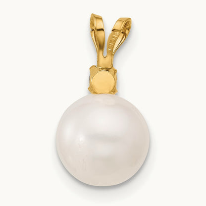 Tanzanite 8- White Round FWC Pearl Pendant, 8.5mm, 14K