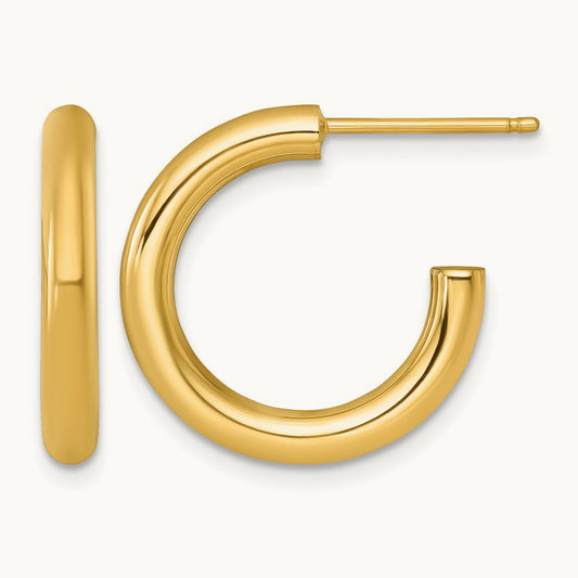 3.0 x Polished Post Hoop Earrings — 14K Yellow Gold