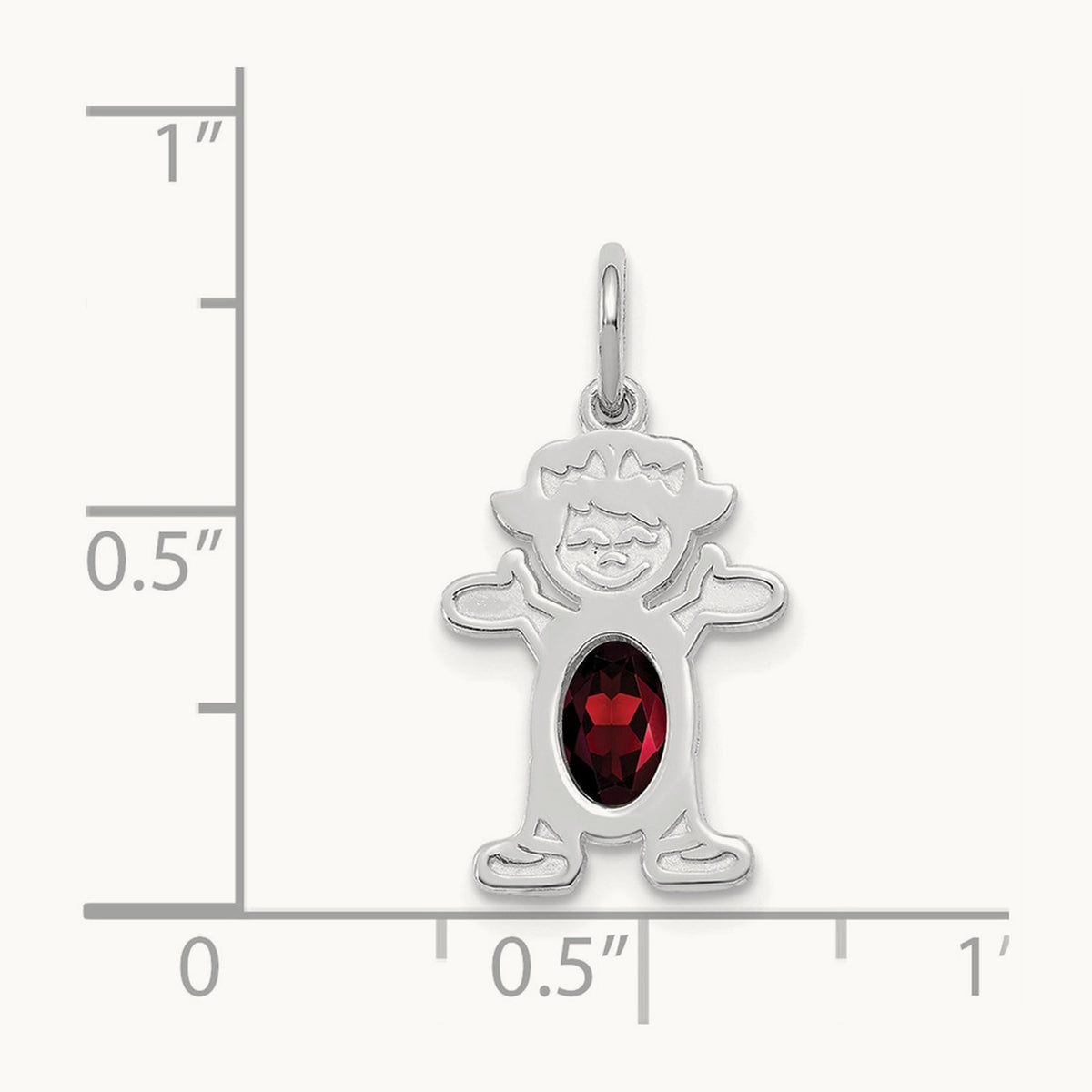 Girl 6x4 Oval Genuine Garnet-January, 14K White Gold