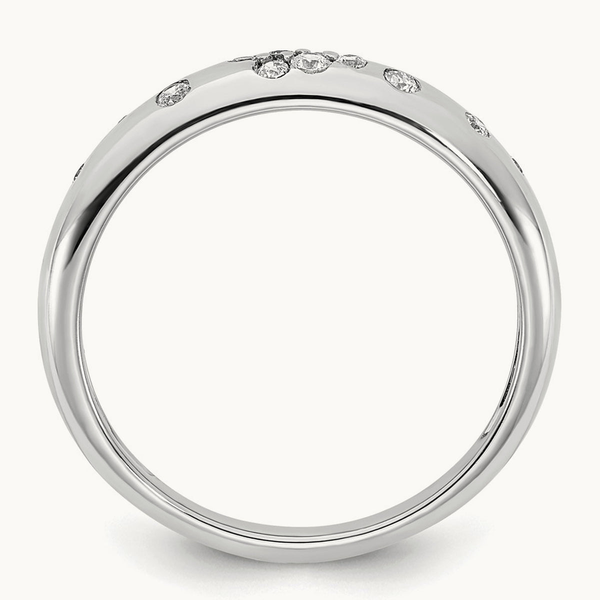 Polished Diamond Sprinkle Ring — 14K White Gold, 7.00, 7