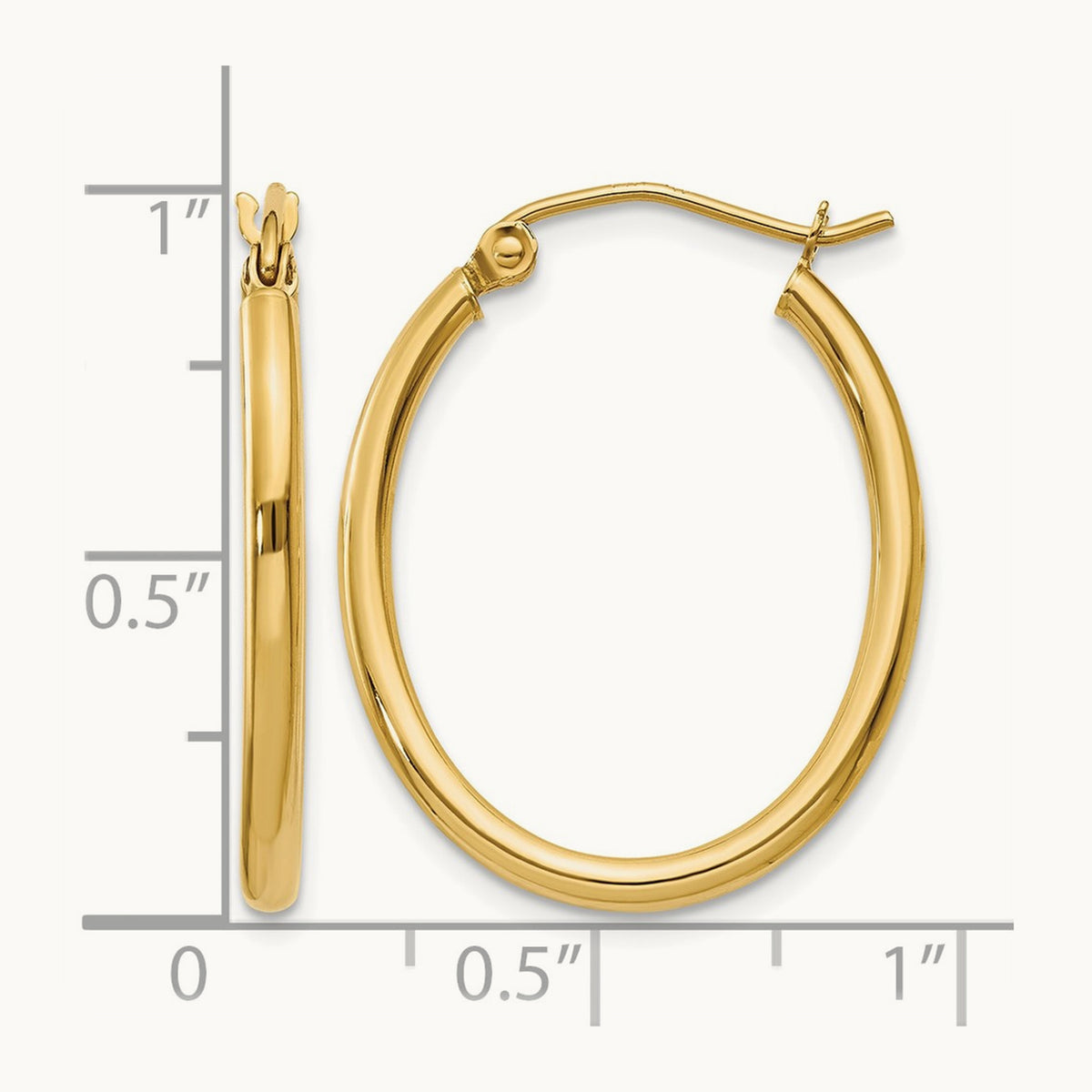 Oval Polished Hoop Earring, 14K