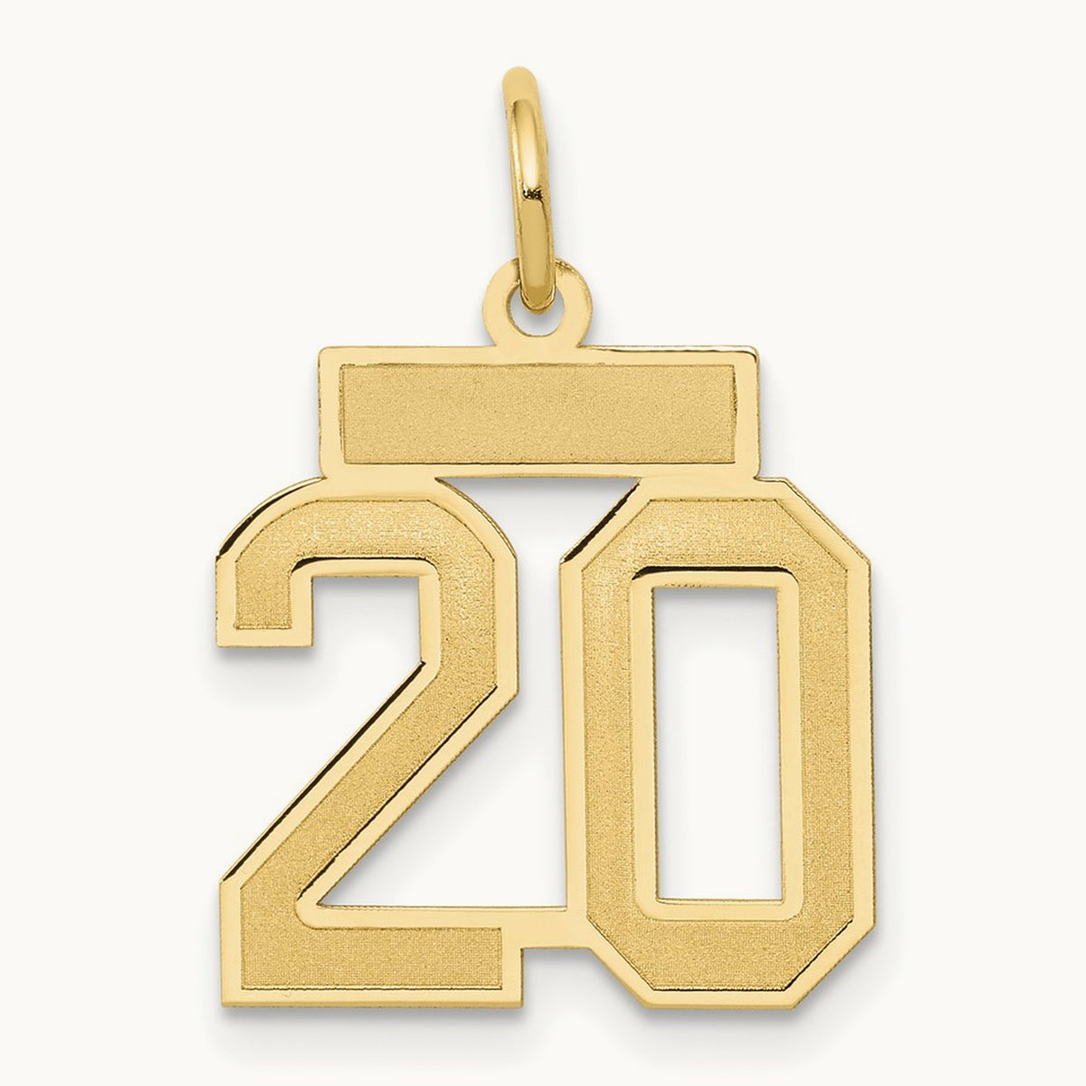 Small Satin Number 20 Charm, 14K
