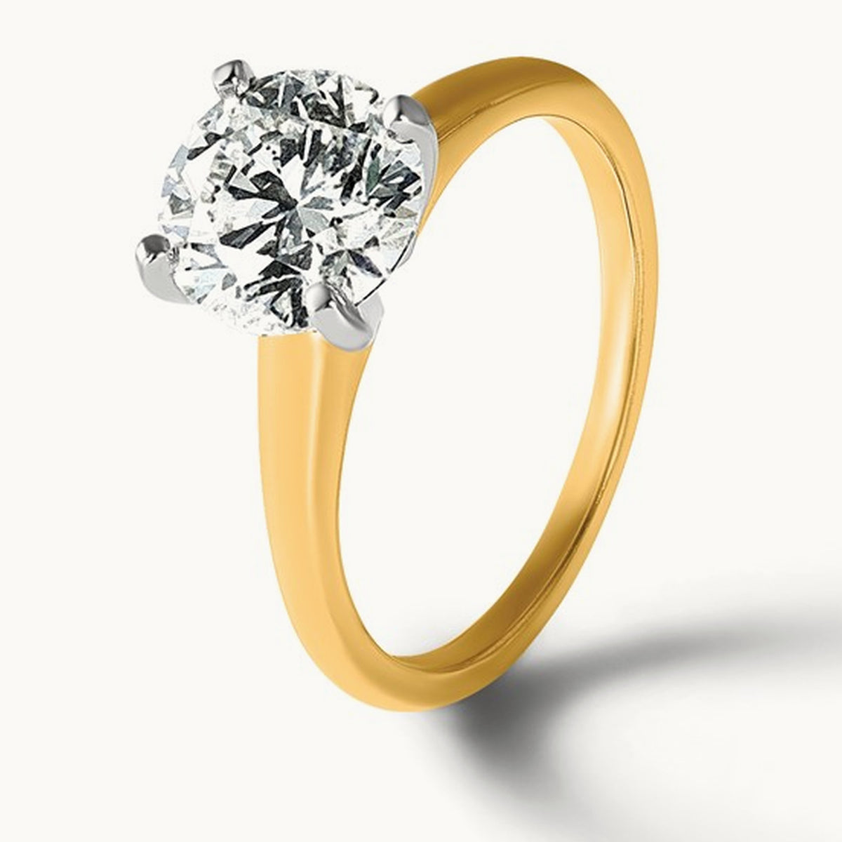 Round Solitaire Engagement Ring, 0.25-5.00 ct tw Lab-Grown Diamond — 3 ct, 14K Two-Tone