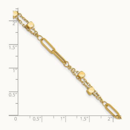 Polished Fancy Link with .5in ext. Bracelet, 14K