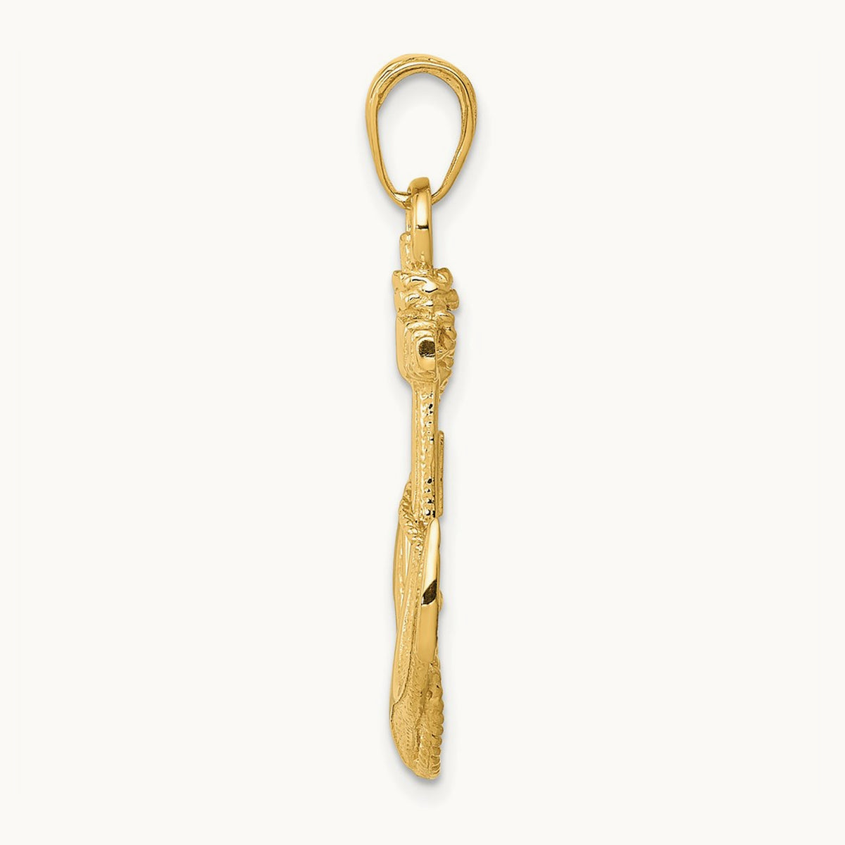 Anchor with Rope Pendant — 14K Yellow Gold, 33mm