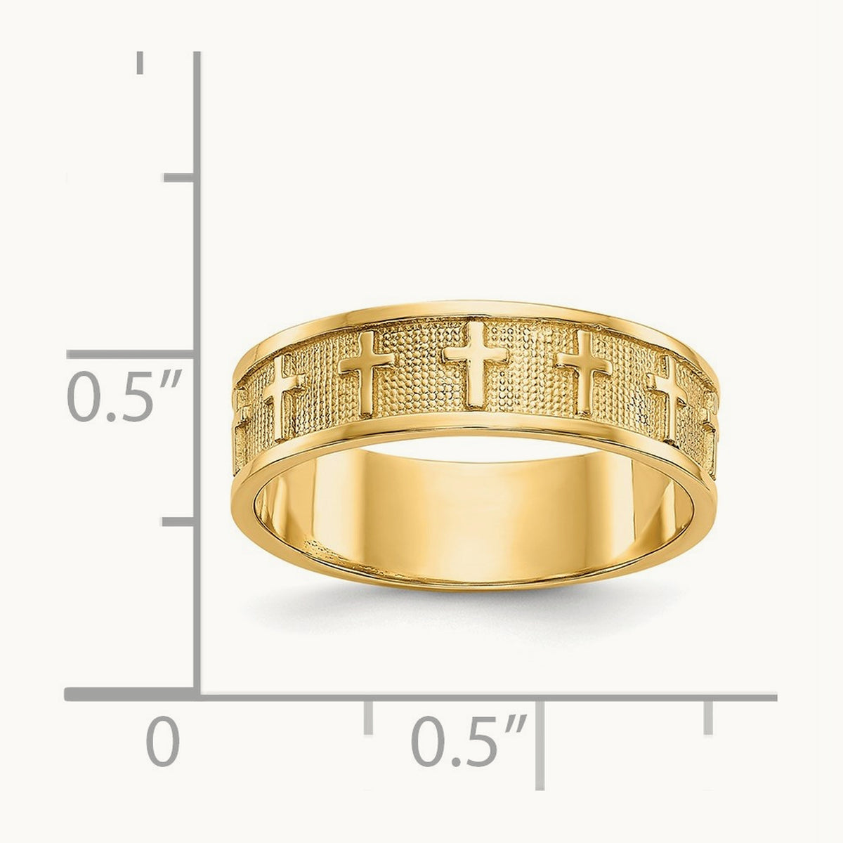 Polished & Satin Cross Band, 14K