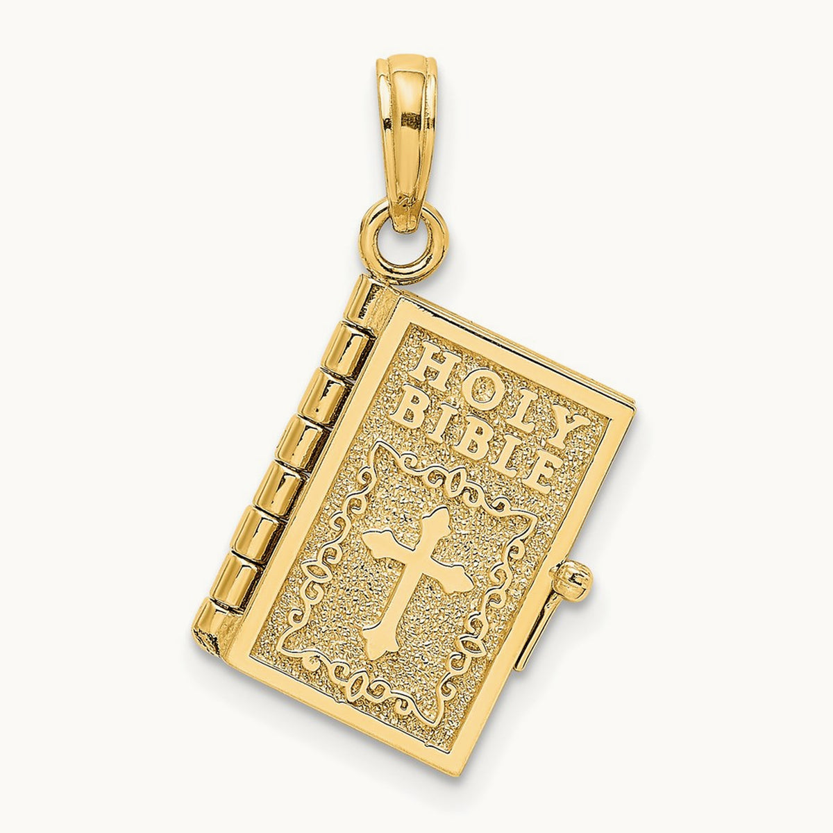 3-D Moveable Pages Holy Bible w/ Lords Prayer Charm, 14K