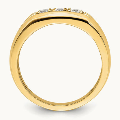 3-Stone Complete Diamond Men's Ring, 14K