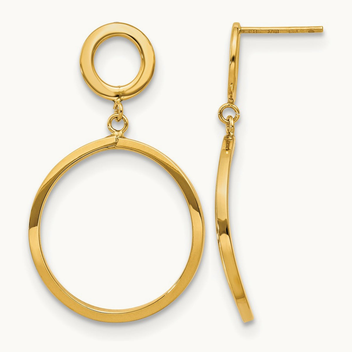 Polished Round Post Dangle Earrings, 10K — Leslie's