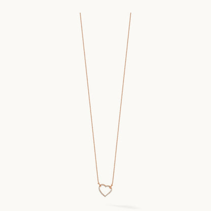 Diamond Heart Necklace, 14K Rose Gold