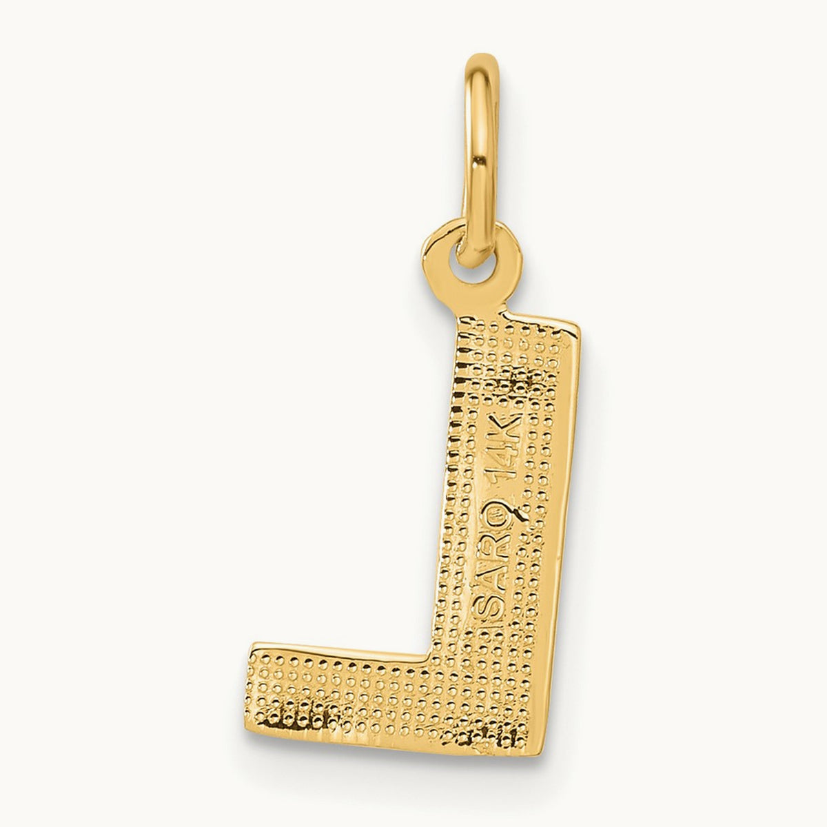Satin Diamond-cut Initial Charm — 14K Yellow Gold, L