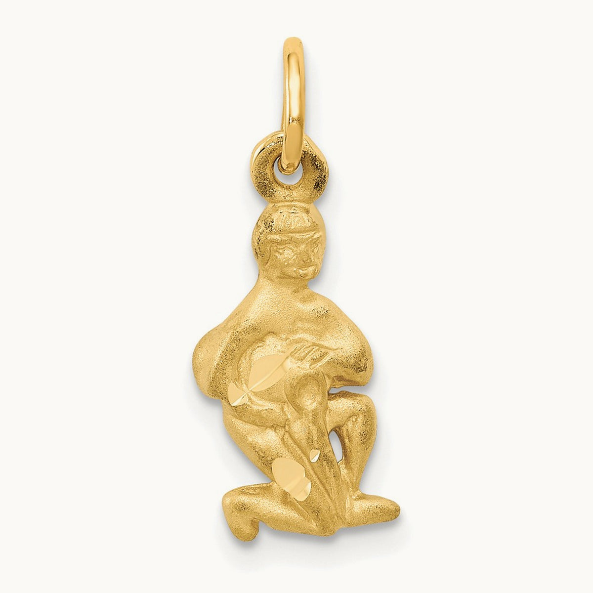 Satin Diamond-cut Aquarius Zodiac Charm — 20mm