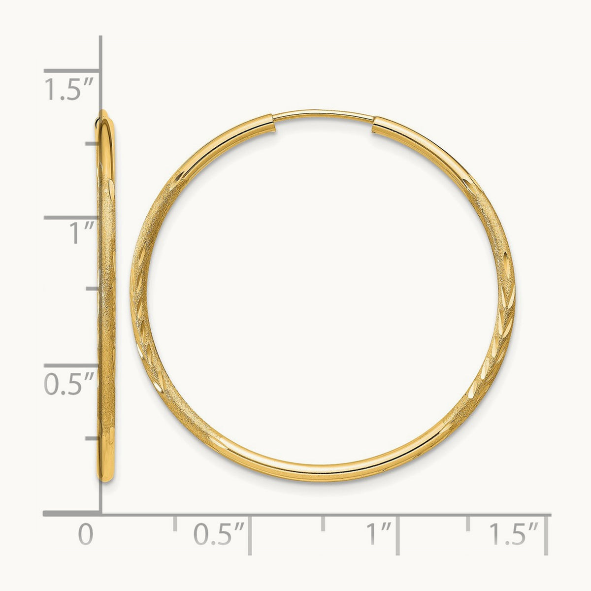 Satin Diamond-cut Endless Hoop Earrings — 30mm, 1.5mm