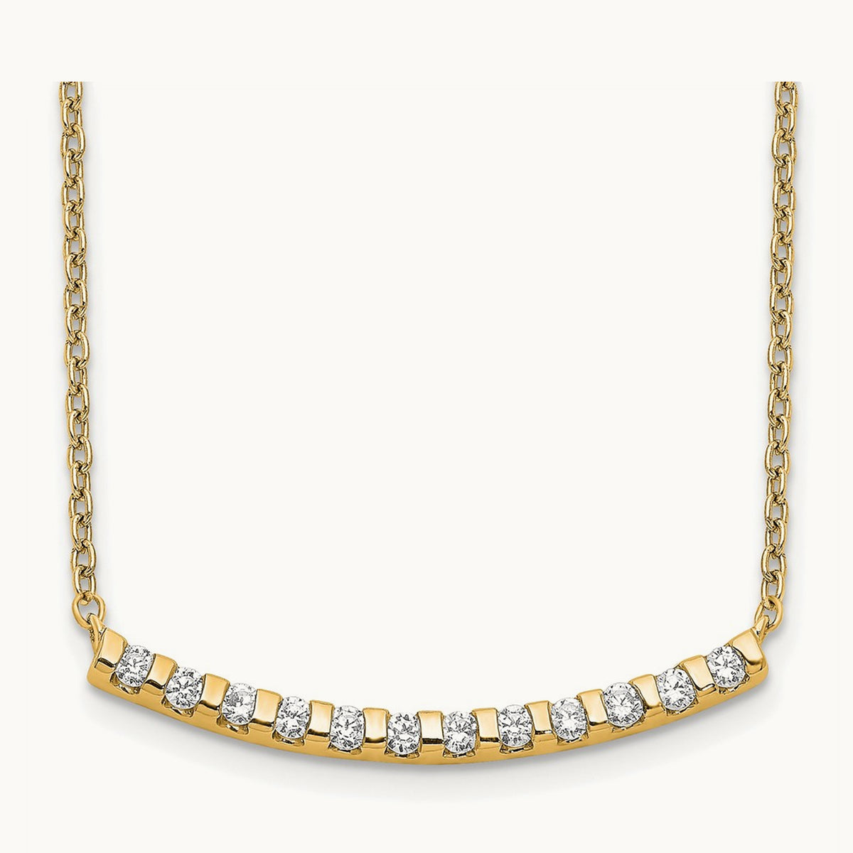 Curved Bar Necklace, 0.25-0.50 ct tw Lab-Grown Diamond — 1/4 ct, 14K Yellow Gold