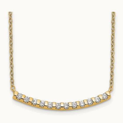 Curved Bar Necklace, 0.25-0.50 ct tw Lab-Grown Diamond — 1/4 ct, 14K Yellow Gold