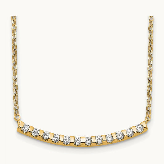 Curved Bar Necklace, 0.25-0.50 ct tw Lab-Grown Diamond — 1/4 ct, 14K Yellow Gold