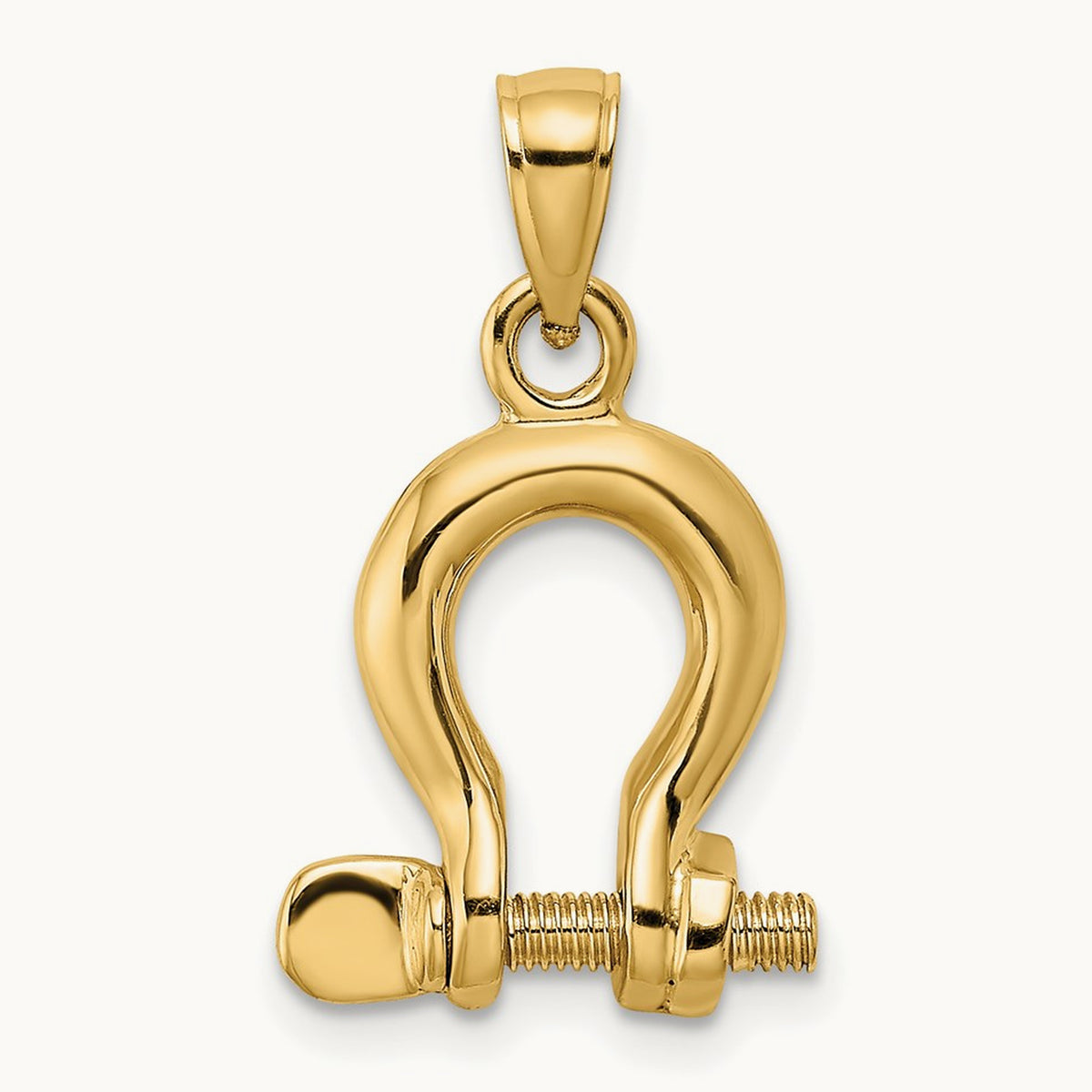 3-D Medium Shackle Link Screw Charm, 14K