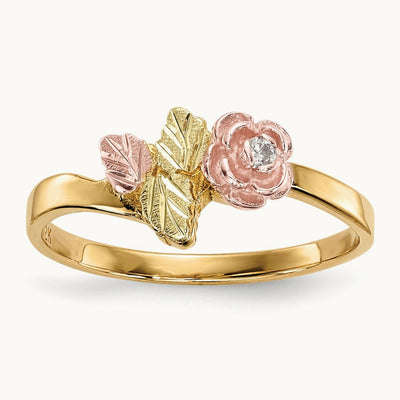 Black Hills Gold Rose Ring, 0.05 ct tw