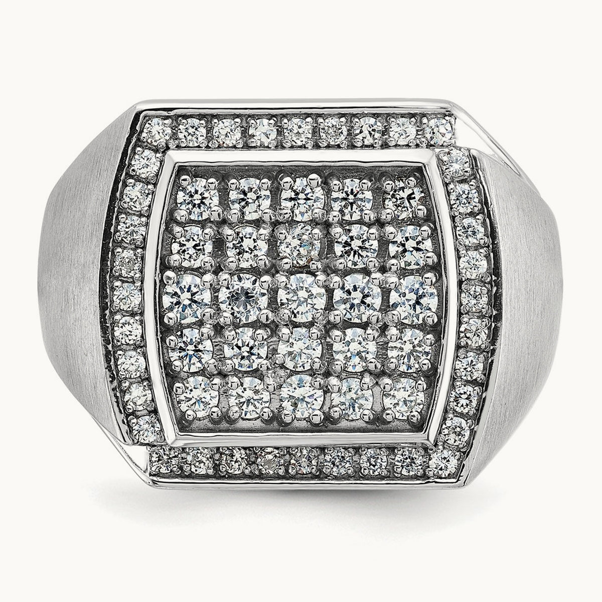 IBGoodman Men's Polished & Satin Diamond Cluster Ring, 14K White Gold