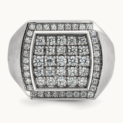 IBGoodman Men's Polished & Satin Diamond Cluster Ring, 14K White Gold