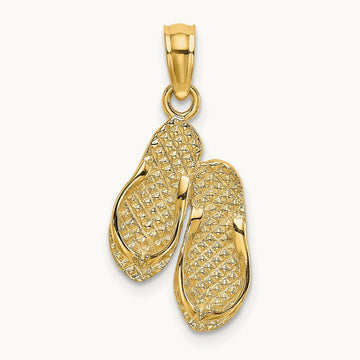 3D Solid Polished HAWAII Flip-Flops Charm, 14K
