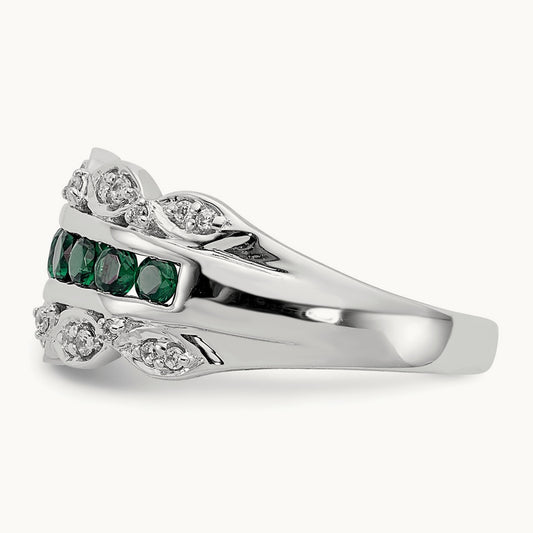 Created Emerald Fancy Ring, 0.20 ct tw Lab-Grown Diamond