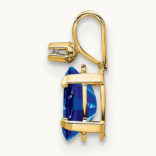 Diamond & Sapphire Birthstone Pendant — 14K Yellow Gold