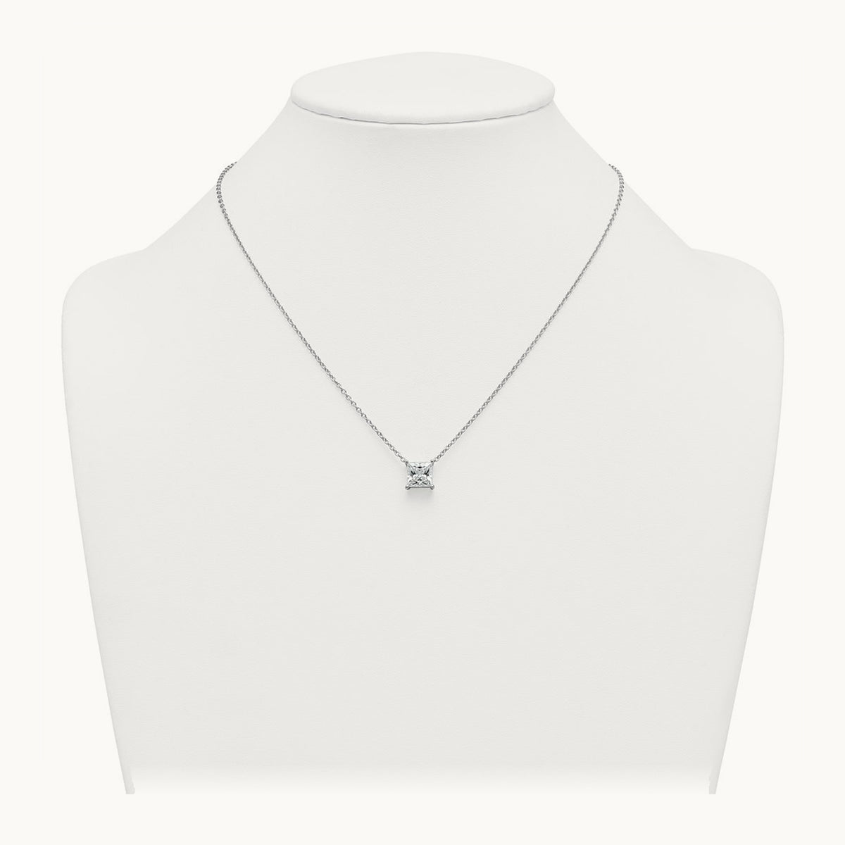 Princess Pendant Necklace, 0.25-4.00 ct tw Lab-Grown Diamond — 3 ct, 14K White Gold