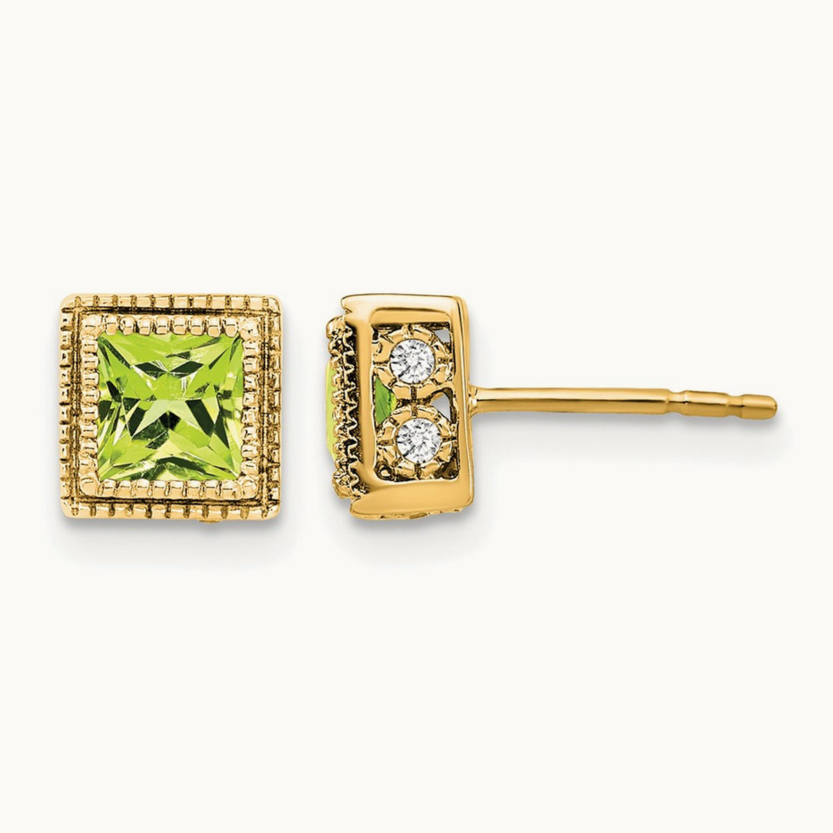 Square Peridot and Diamond Earrings — photo set