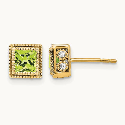 Square Peridot and Diamond Earrings — photo set