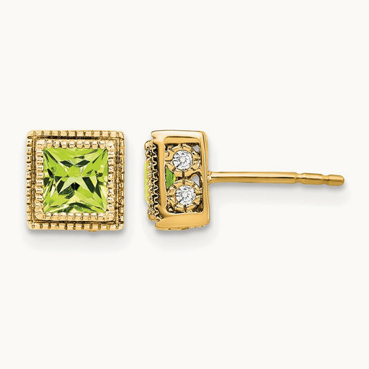 Square Peridot and Diamond Earrings — photo set