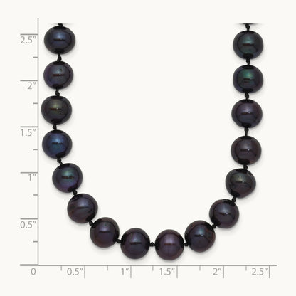 7- Black Near Round Freshwater Cultured Pearl Necklace, 14K