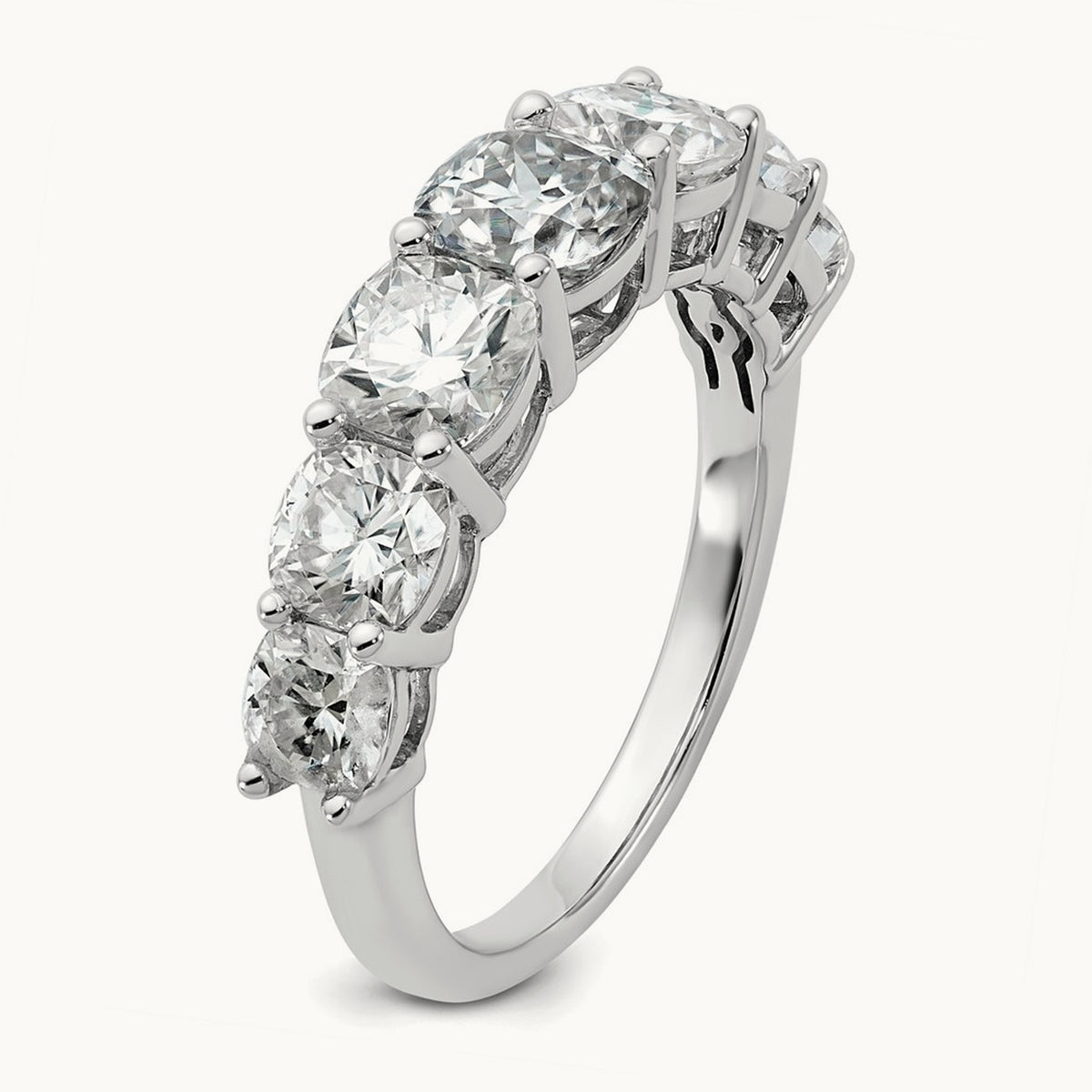 Cushion 7 Stone Band, 1.50-3.25 ct tw Lab-Grown Diamond — 3 1/3 ct, 14K White Gold