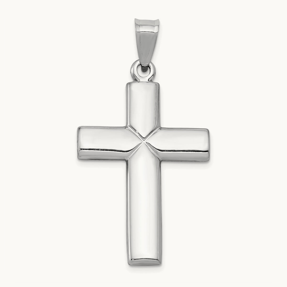 Stamping Cross Pendant, 14K White Gold