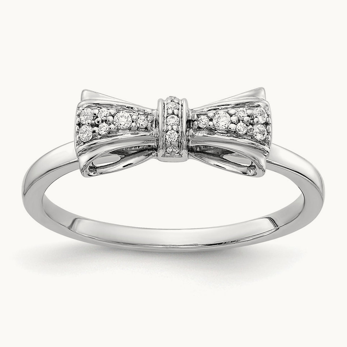 Diamond Bow Ring, 14K White Gold