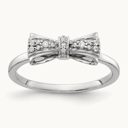 Diamond Bow Ring, 14K White Gold