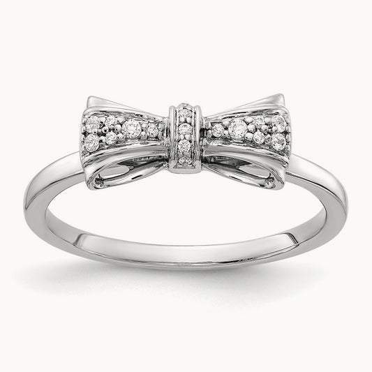 Diamond Bow Ring, 14K White Gold