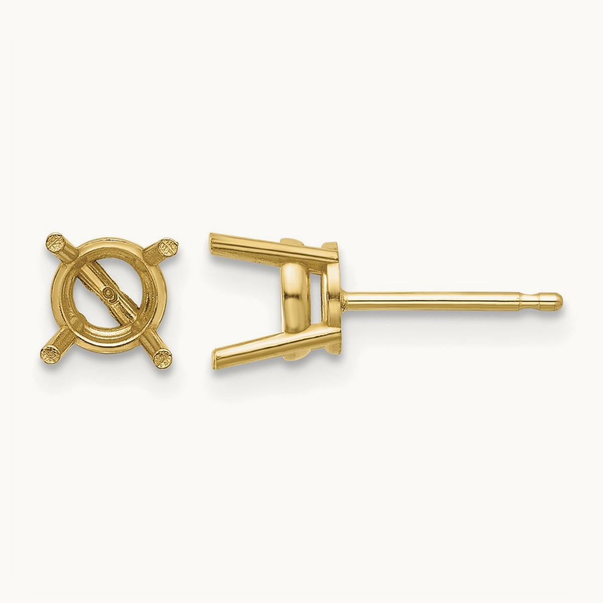 Round Earring Mountings, 6mm, 14K