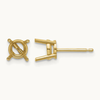Round Earring Mountings, 6mm, 14K