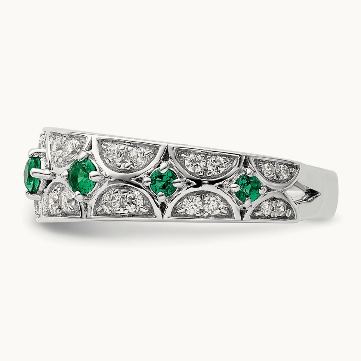 Created Emerald Ring, 0.50 ct tw Lab-Grown Diamond