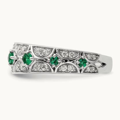 Created Emerald Ring, 0.50 ct tw Lab-Grown Diamond