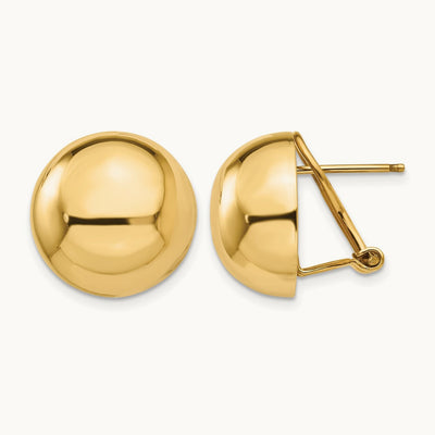 Omega Clip Half Ball Earrings — 16mm