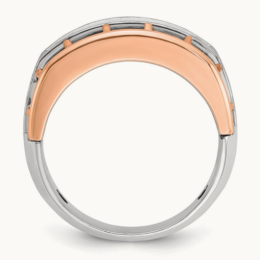 14kwr IBGoodman Men's Polished Satin & Cut-Out 5-Stone Diamond Ring