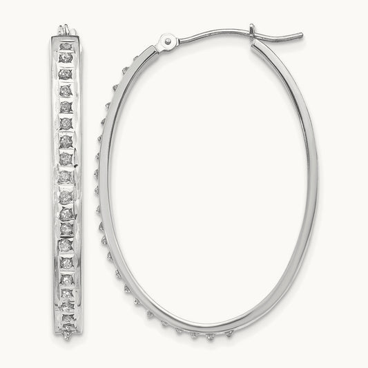 WG Diamond Fascination Diamond Dust/Accent Oval Hoop Earrings, 14K