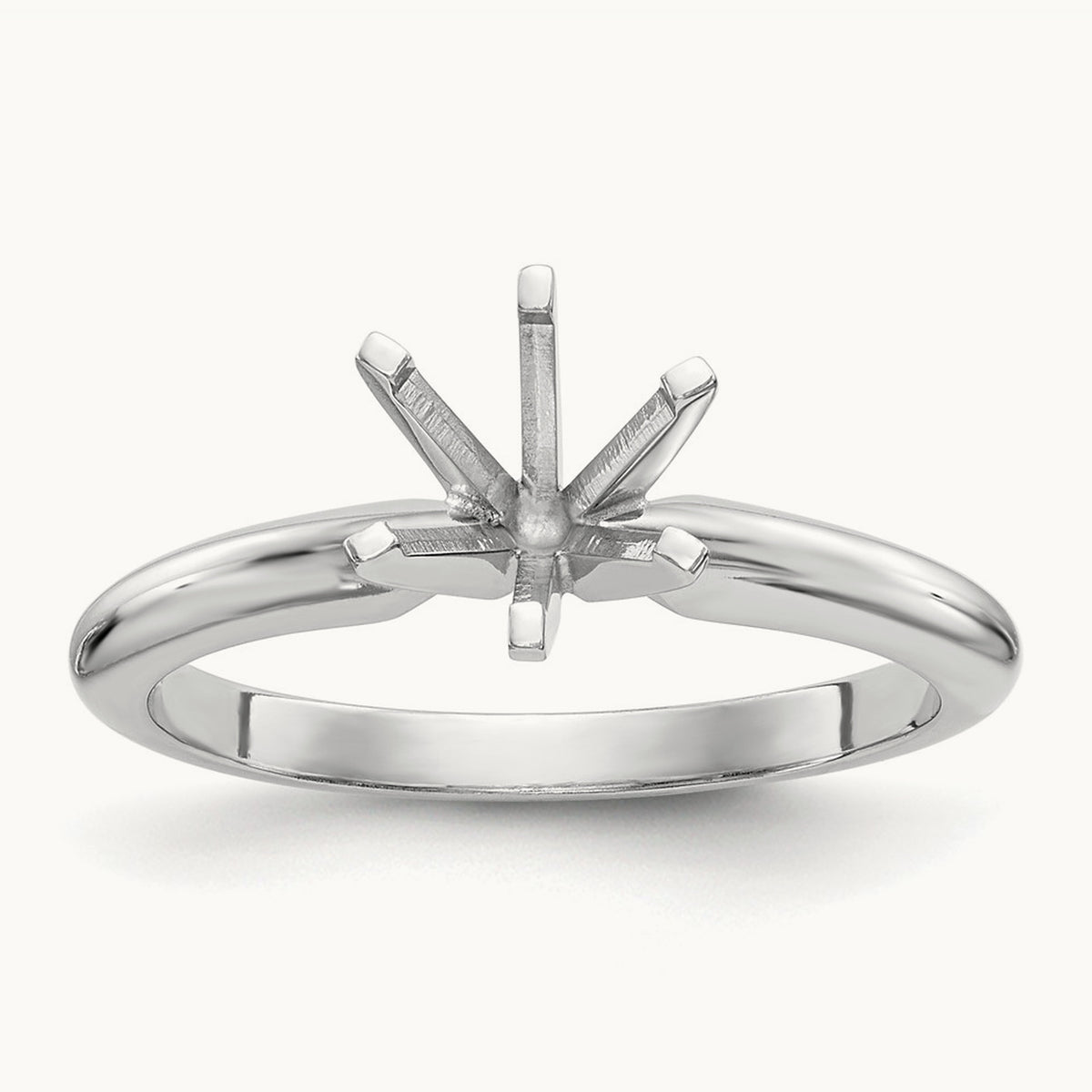 1/8ct. Heavy-Weight Half-Round 6-Prong Mounting, 14K White Gold