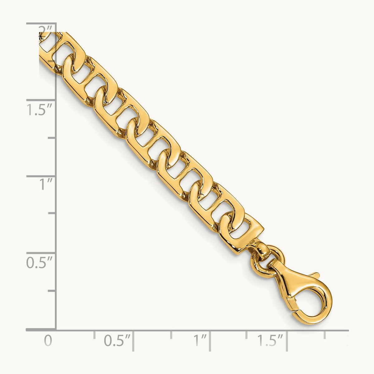 Hand-polished Fancy Anchor Link Bracelet — 14K Yellow Gold, 6.5mm