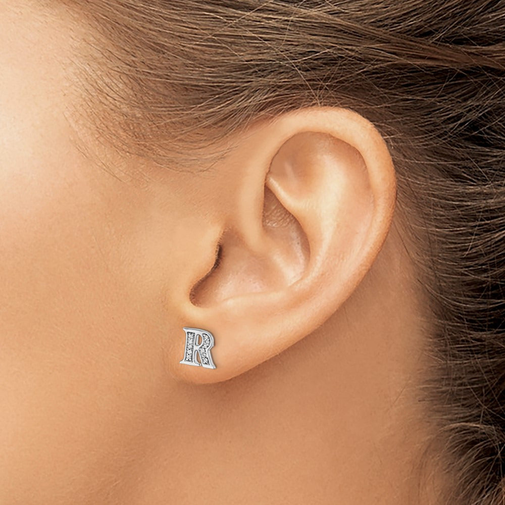 Diamond Earrings — 14K White Gold, 8mm, R